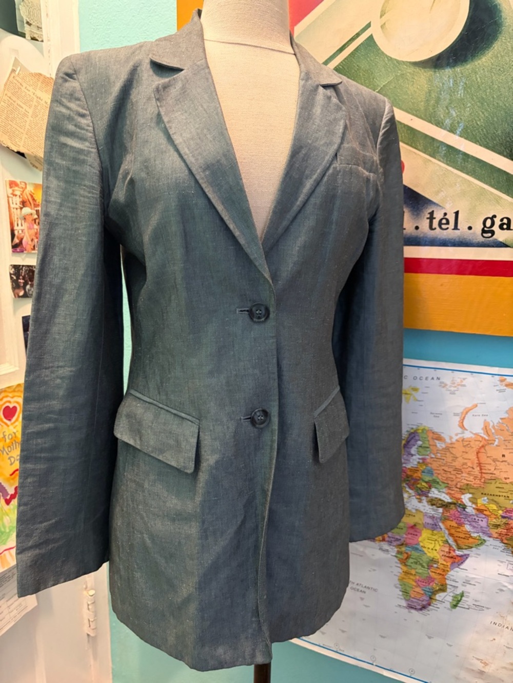 Ann Taylor Blue Two-Button Blazer Jacket